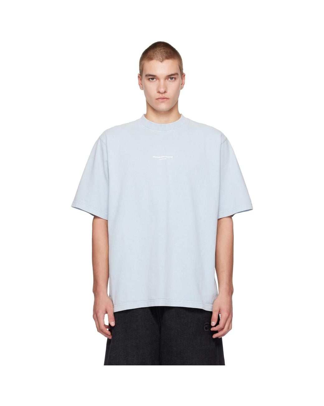 Alexander Wang Blue Logo Print T-Shirt for men