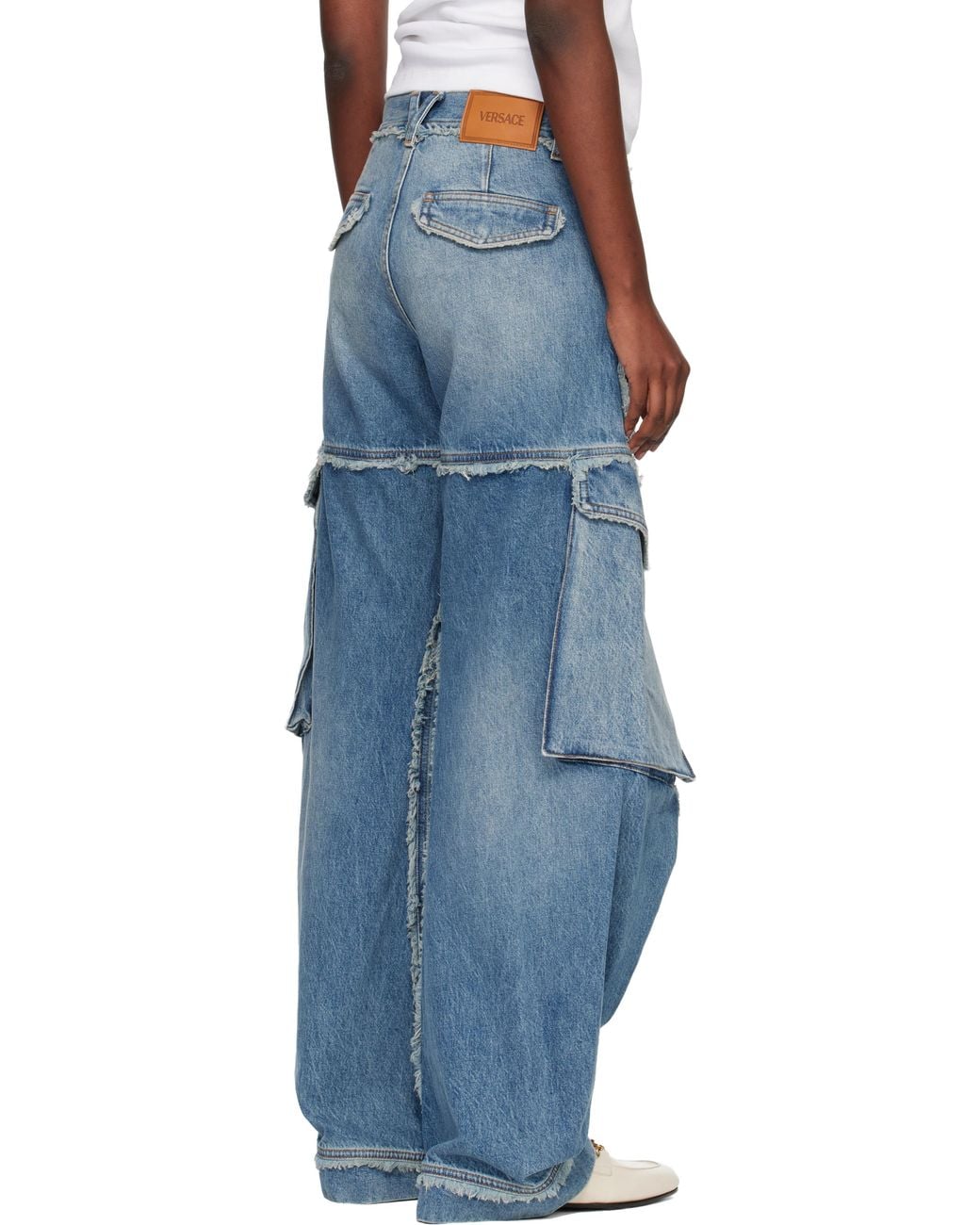 Versace Blue Low-Waist Cargo Jeans