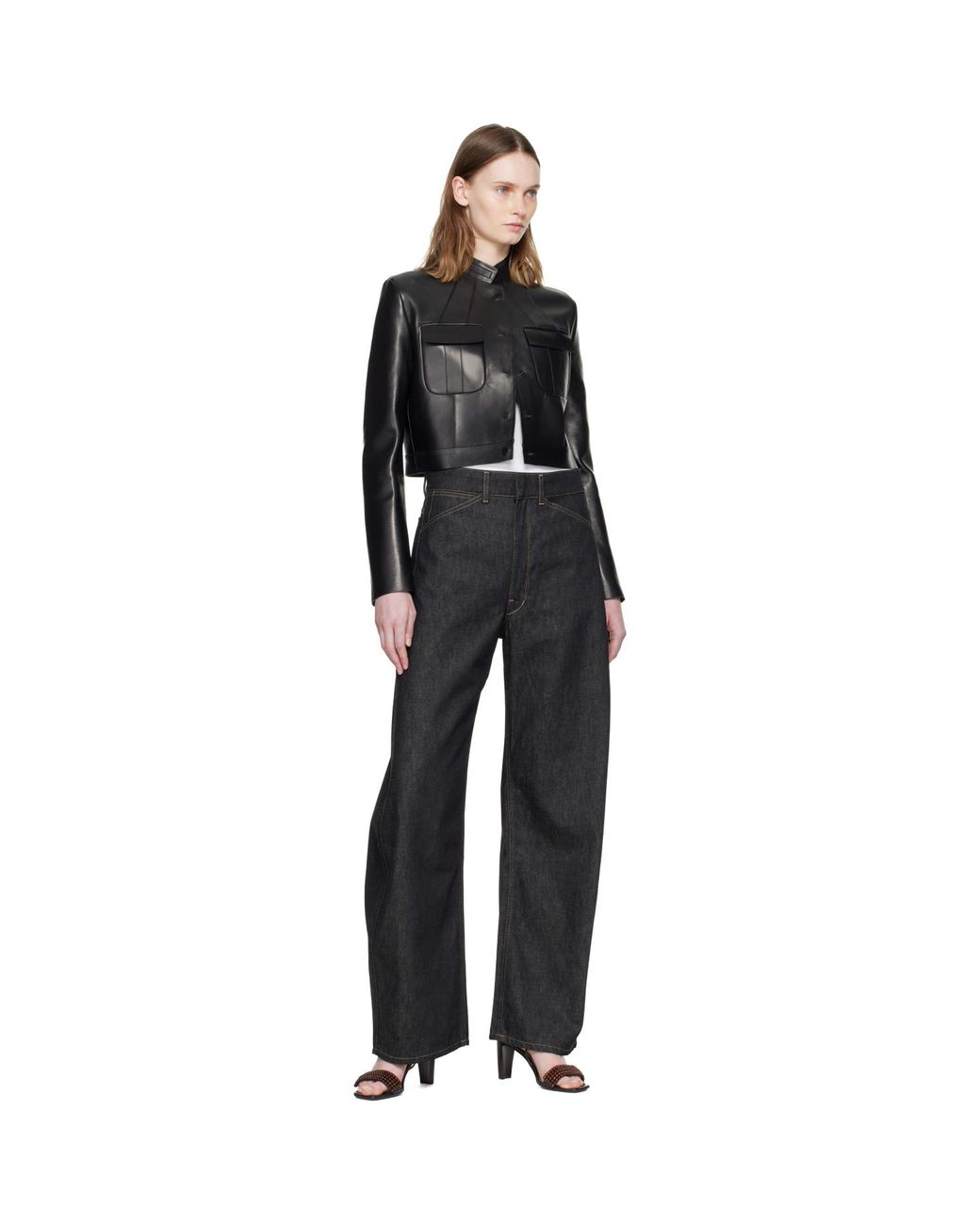 Tom Ford Black Bonded Nappa Leather Officer Jacket