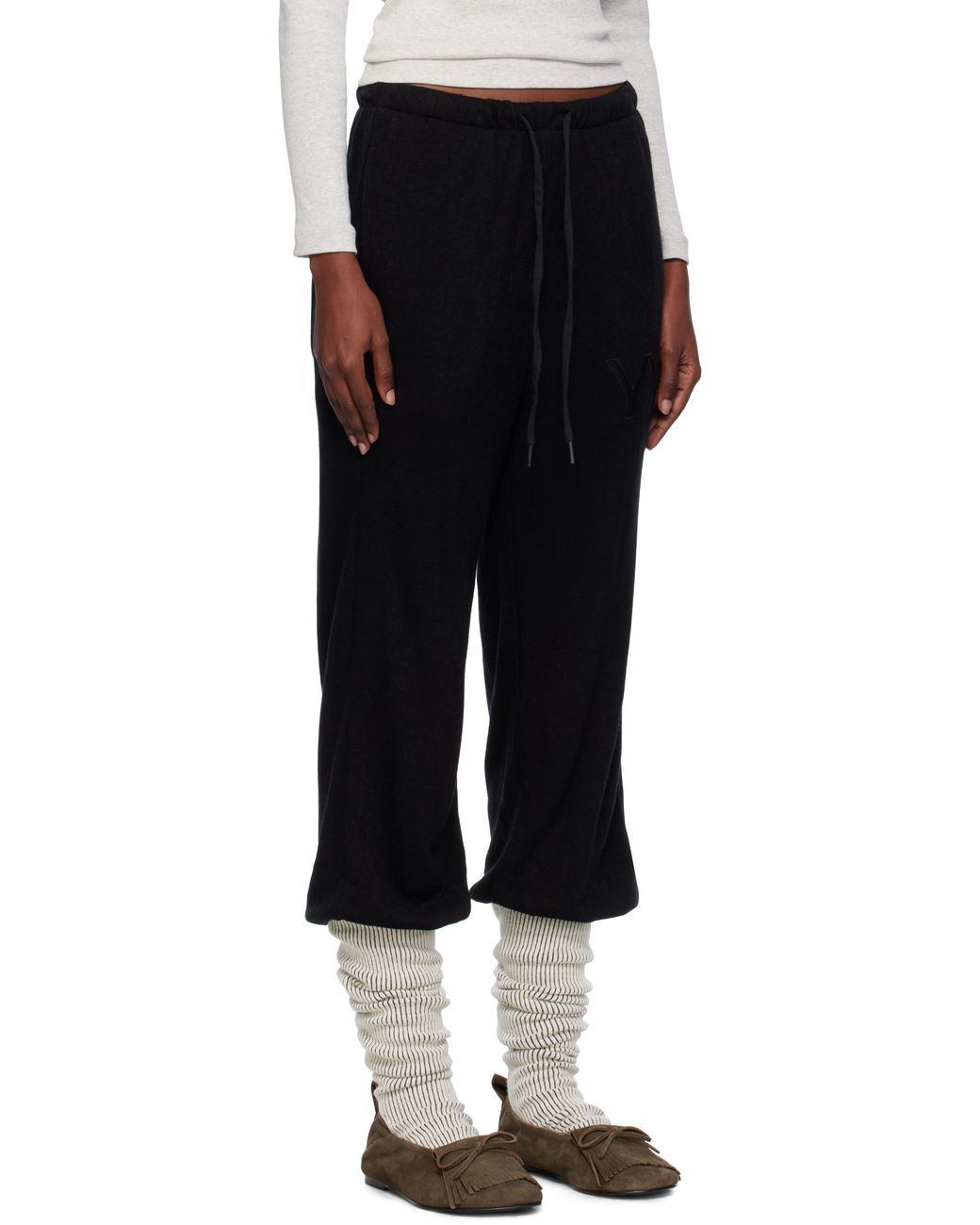 open-yy-Black-Layered-Knee-