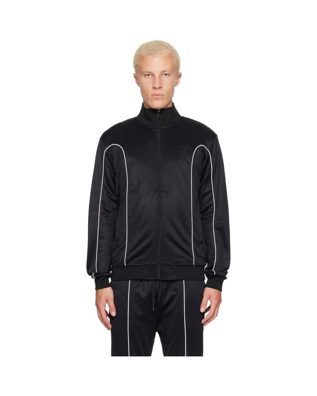 DIESEL Black Contrast Piping Sweater for men