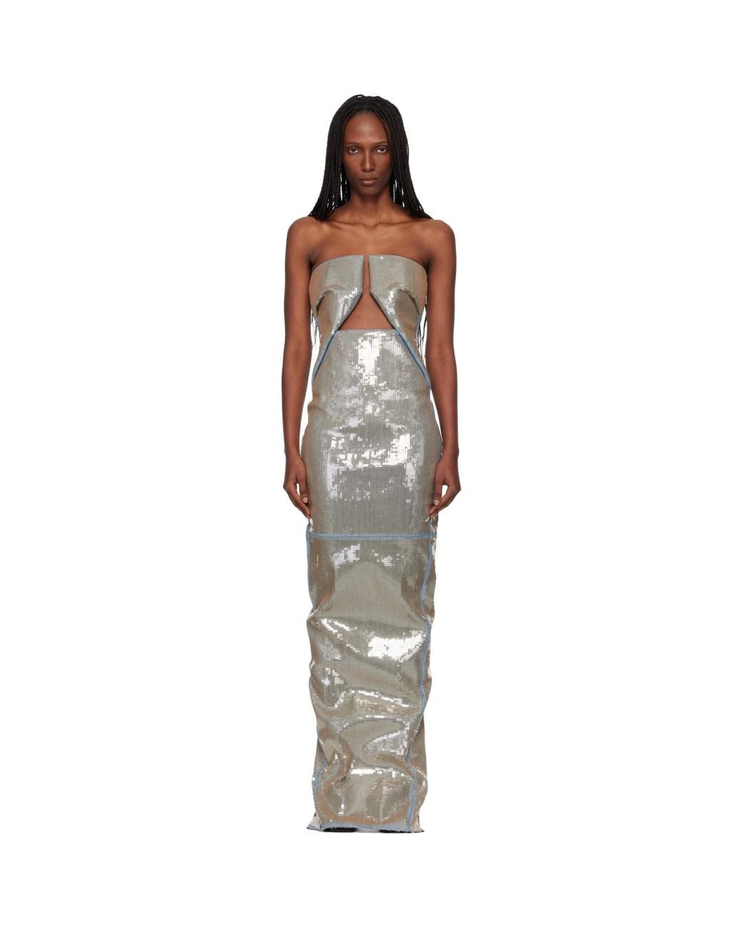 Rick Owens Black Temple Prong Denim Maxi Dress