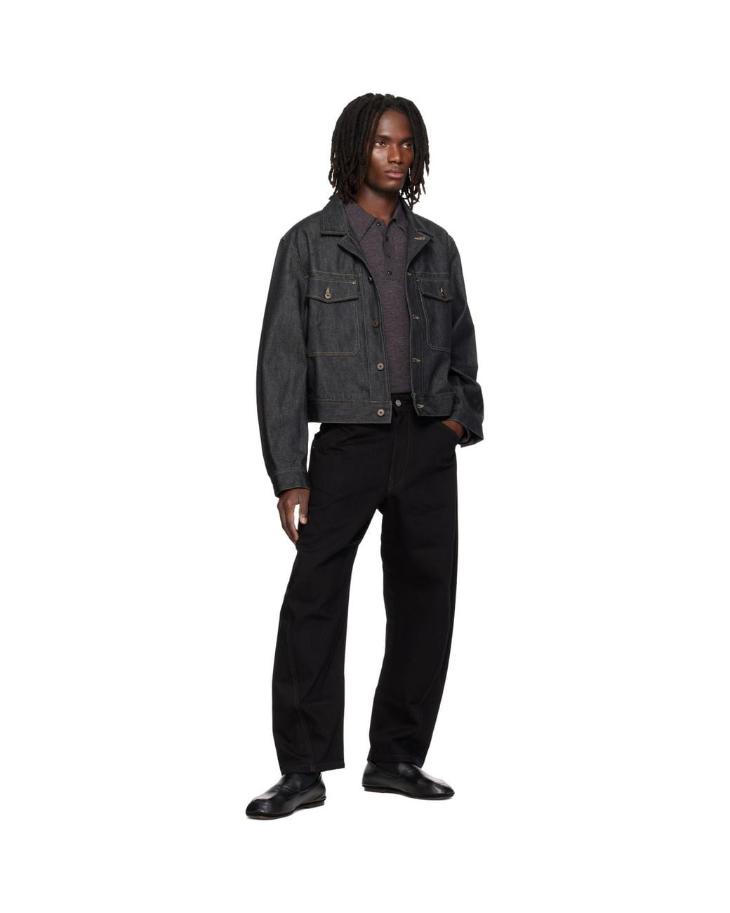 Lemaire Black Denim Trucker Jacket for men