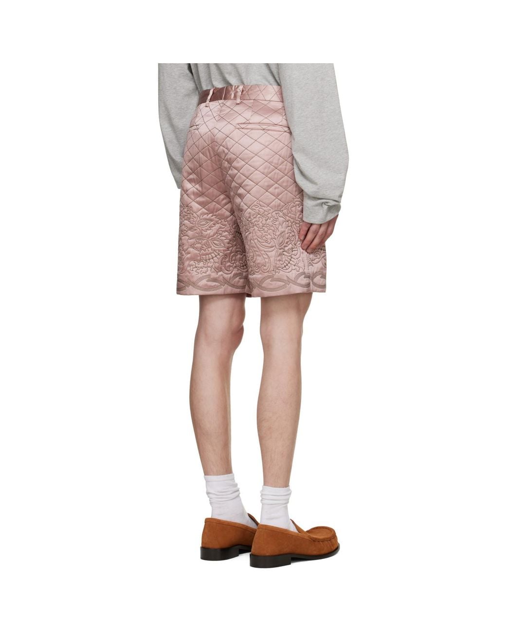 Dries Van Noten Pink Quilted Shorts for men