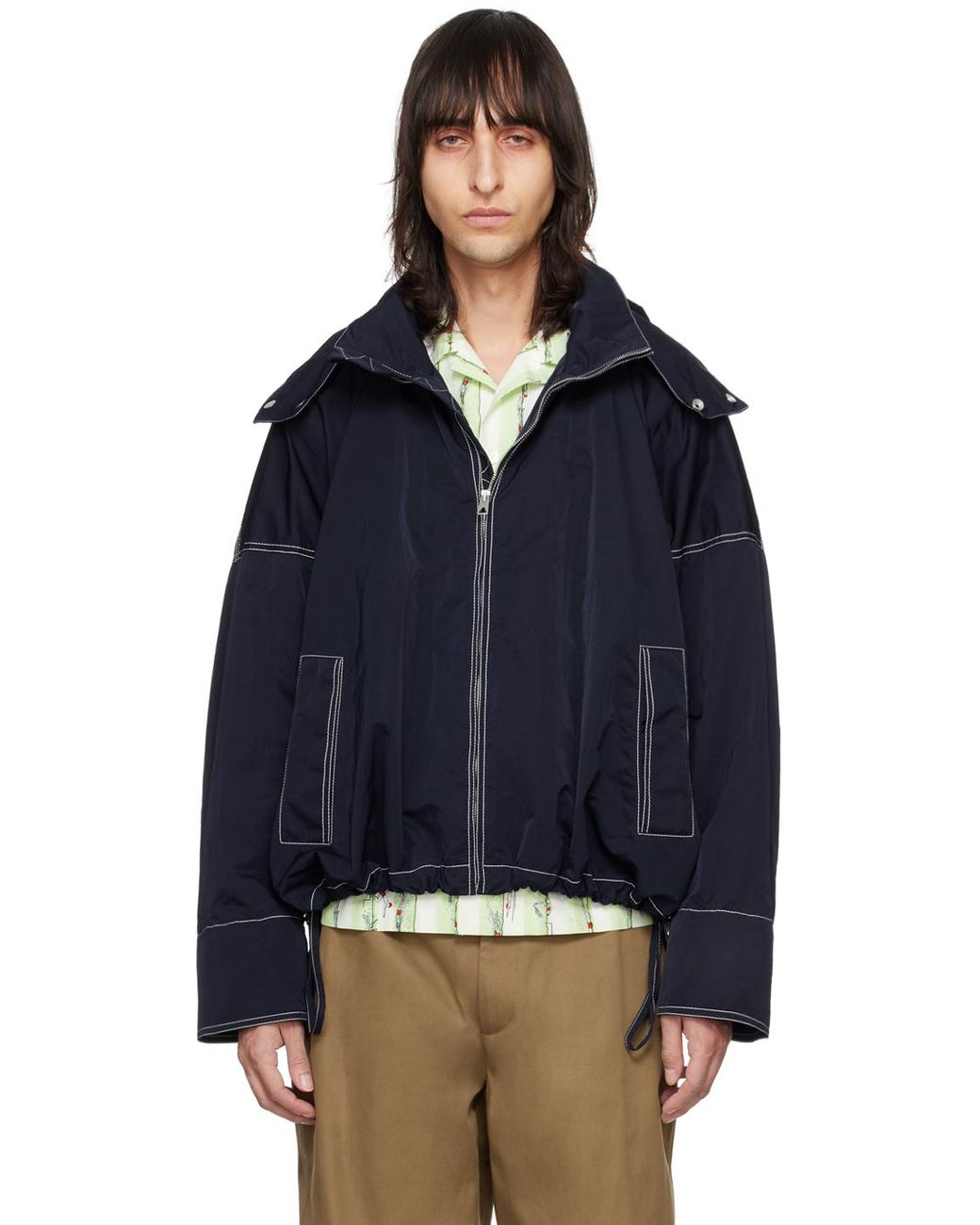 ボッテガヴェネタ　ネイビーナイロンジャケット bottega-veneta-NAVY-Tech-Nylon
