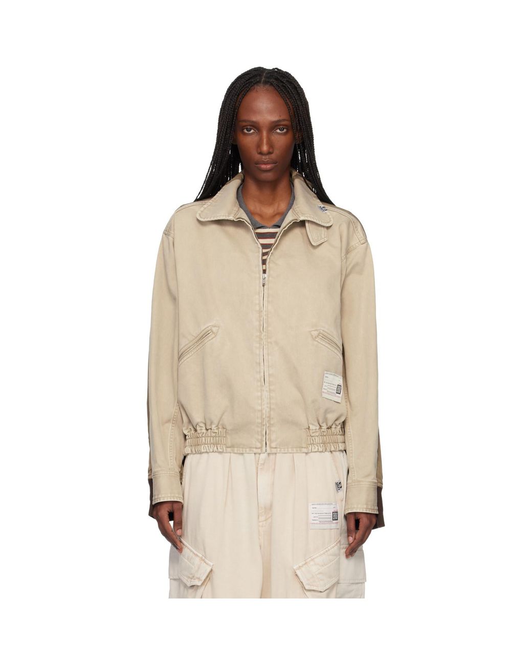 Maison Mihara Yasuhiro Natural Khaki Front Back Combined Zip-Up Jacket