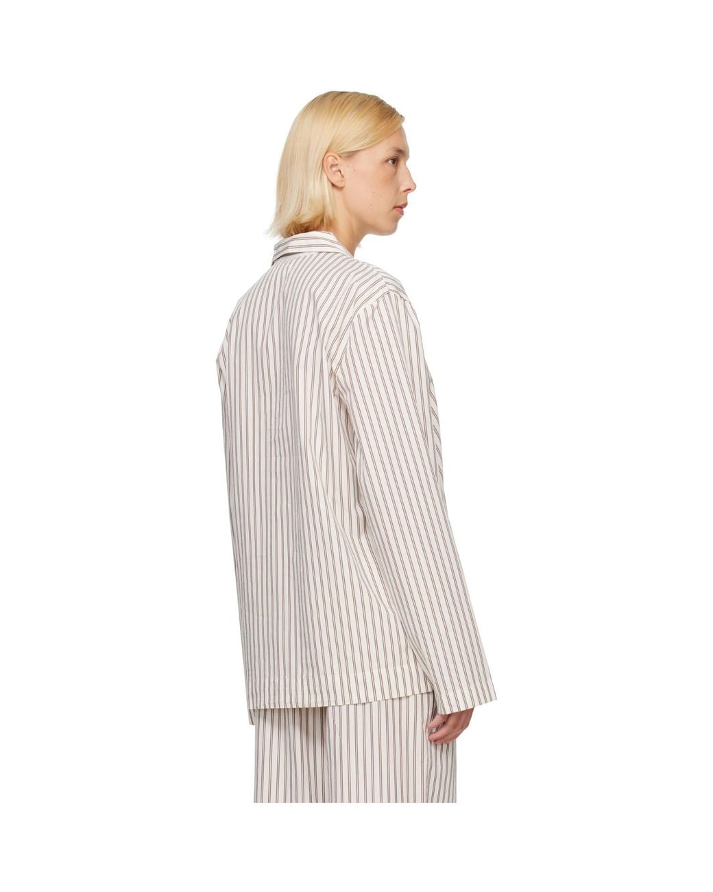 Tekla White Off- & Poplin Long-Sleeved Pyjama Shirt