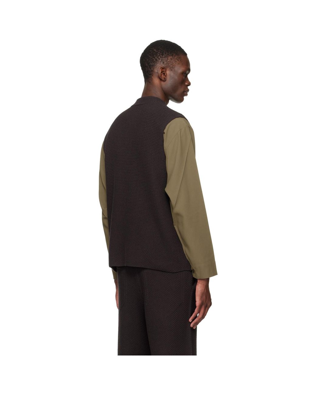 Homme Plissé Issey Miyake Black Rustic Knit Vest for men