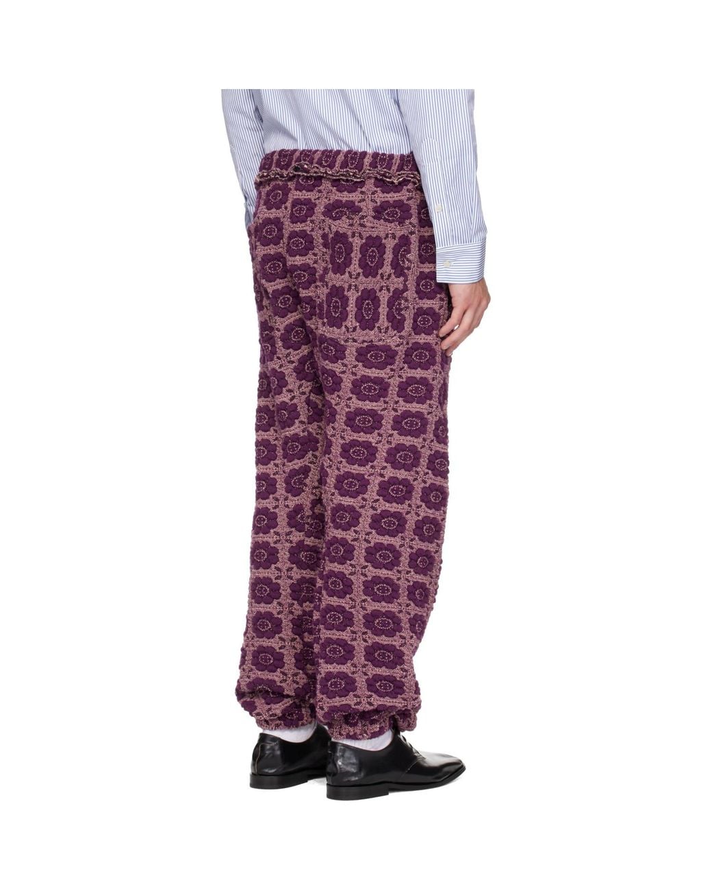 Edward Cuming Purple Vertical Garden Twisted Track Pants for men