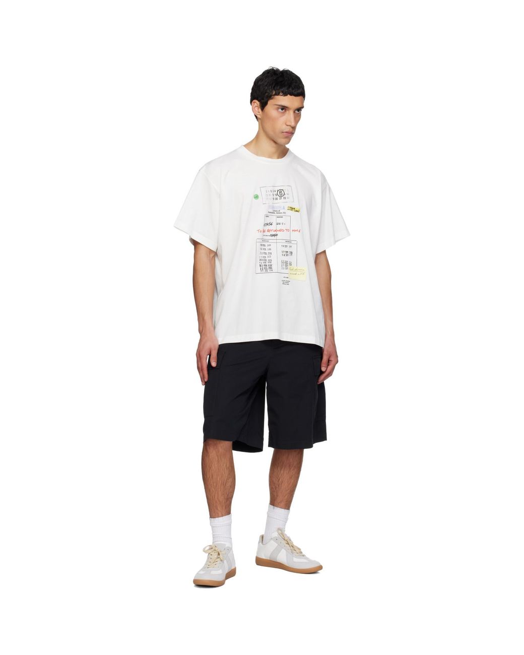 MM6 by Maison Margiela White Off- Library Stamp T-Shirt for men