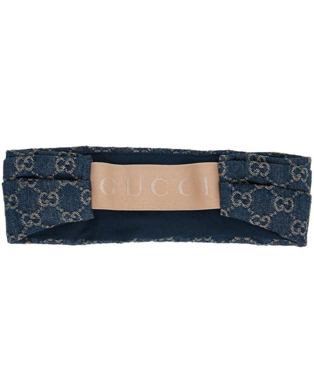 Gucci Indigo gg Denim Headband in Black | Lyst
