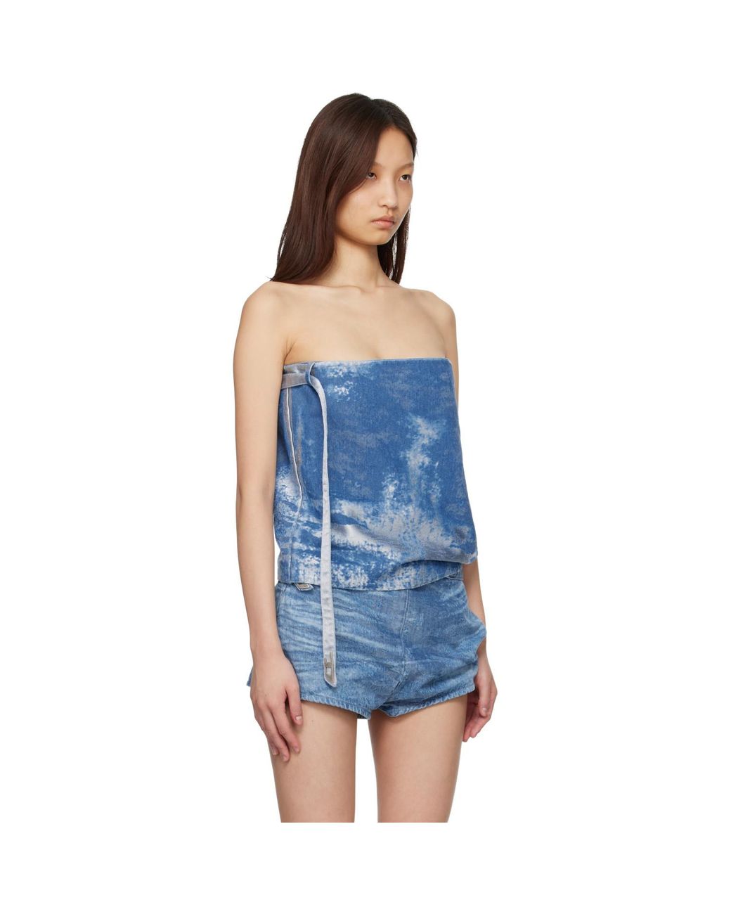 DIESEL Blue Satin Denim Sleeveless Top