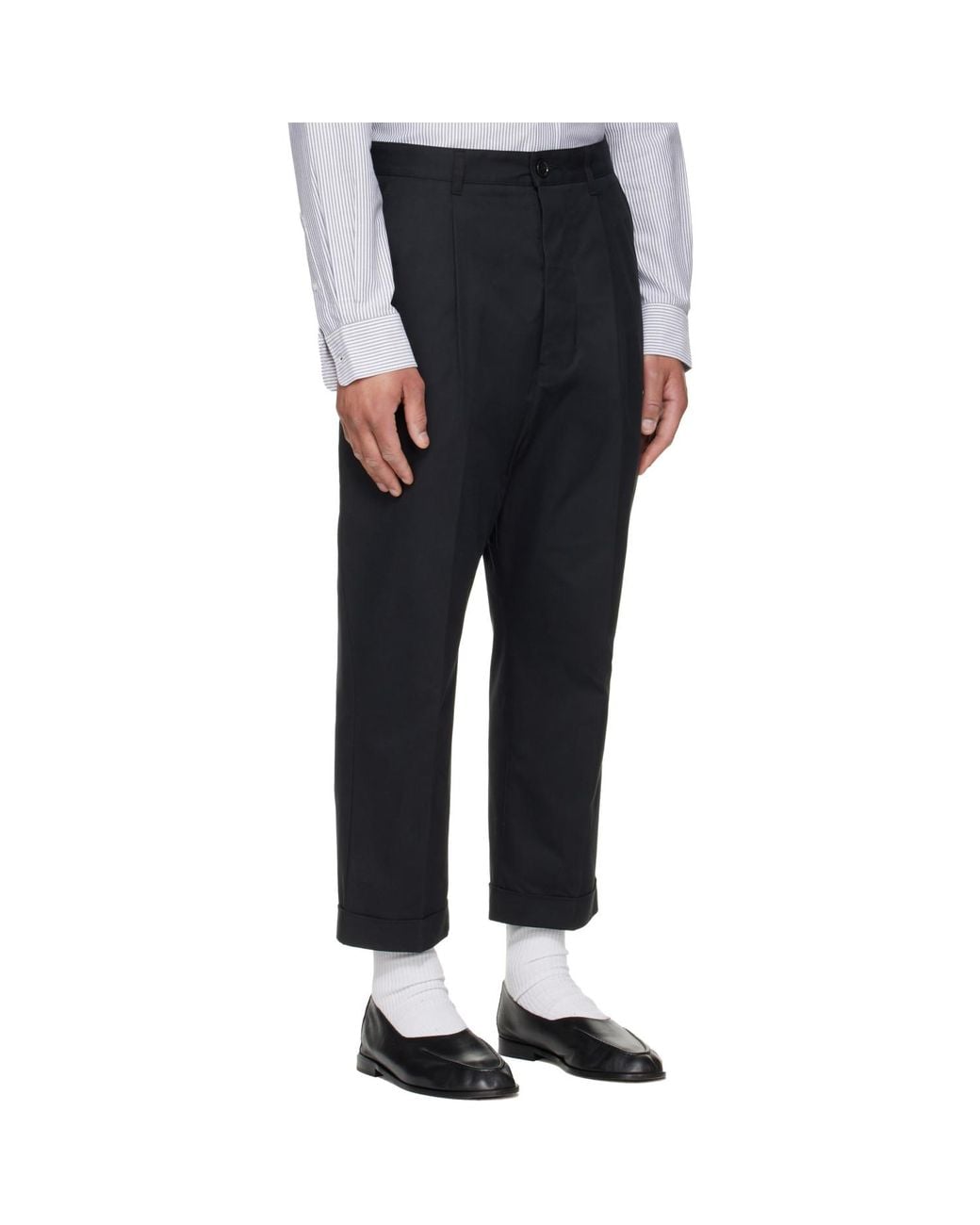 AMI Black Cotton Carrot Oversized Trousers for men