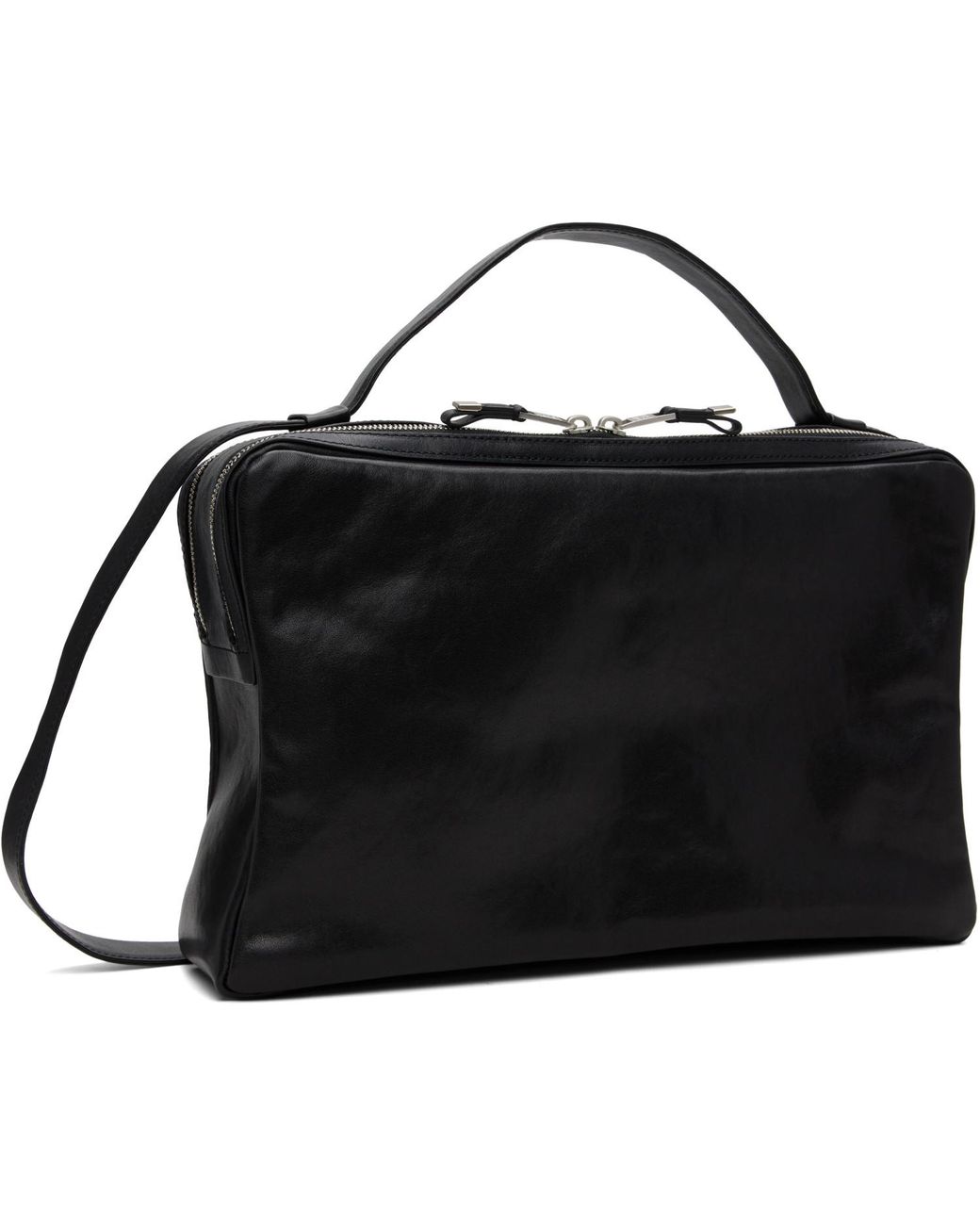 Wooyoungmi Black Leather Crossbody Bag for men