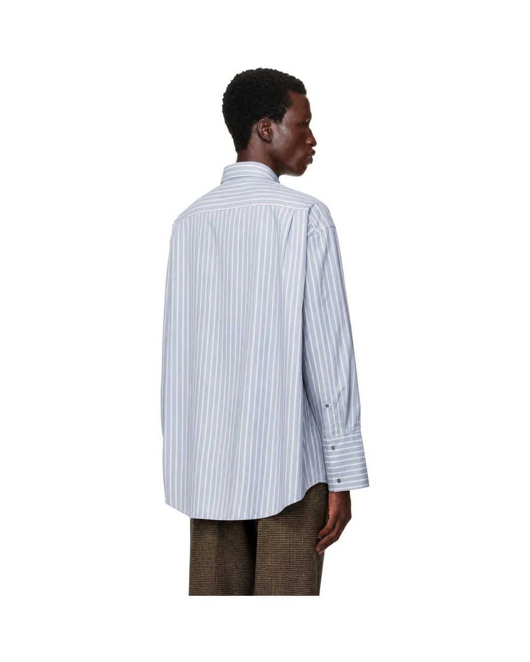 AMI Blue H1-Oversize Shirt for men