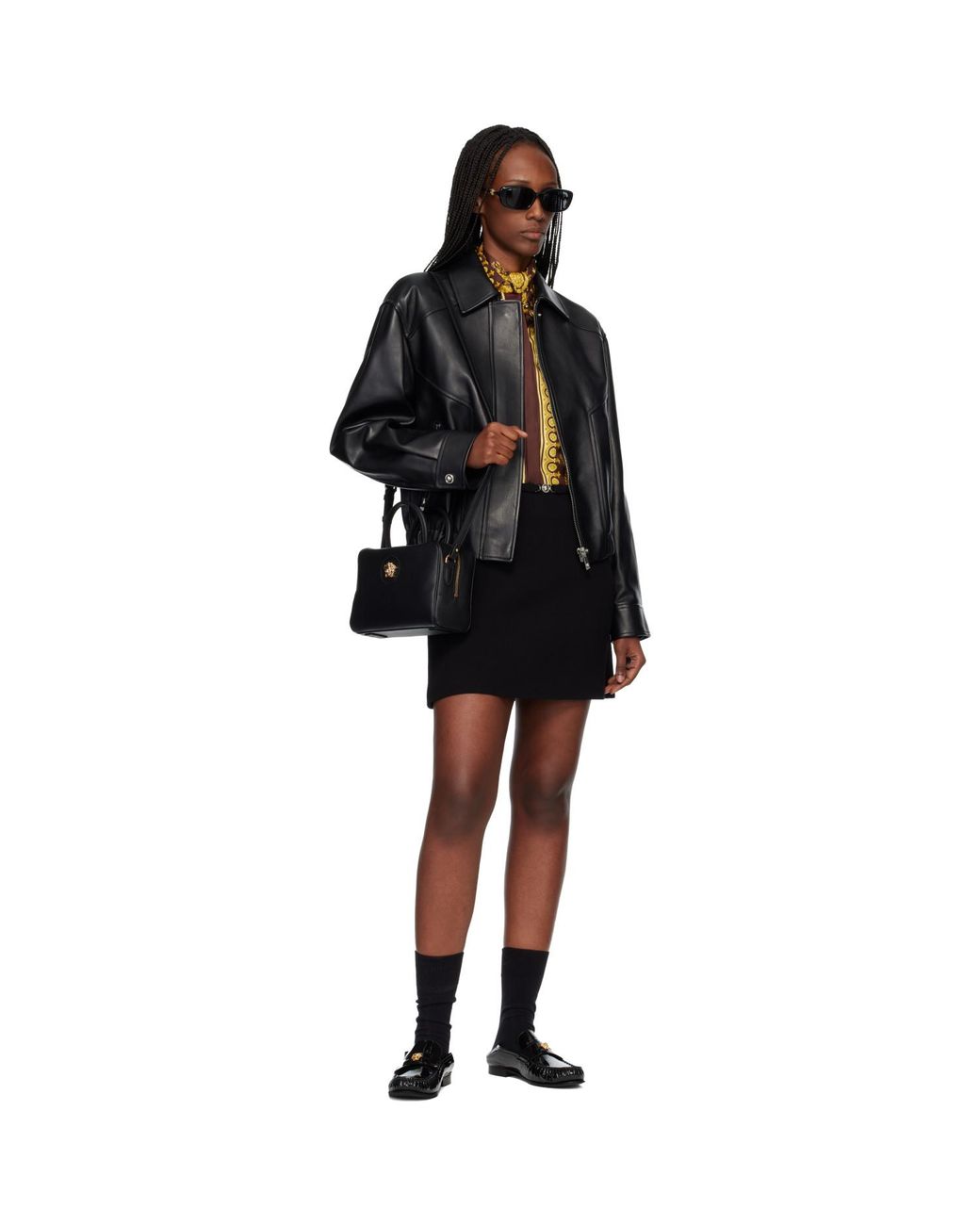 Versace Black Calf Leather Loafers