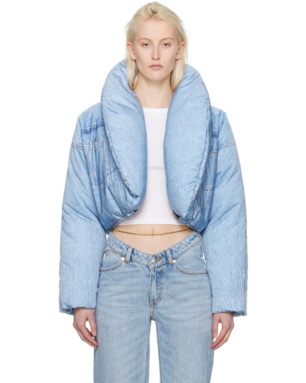 Alexander Wang Oversized Cropped Puffer Jacket In Nylon in Alexander Wang Oversized Cropped Puffer Jacket In Nylon in
