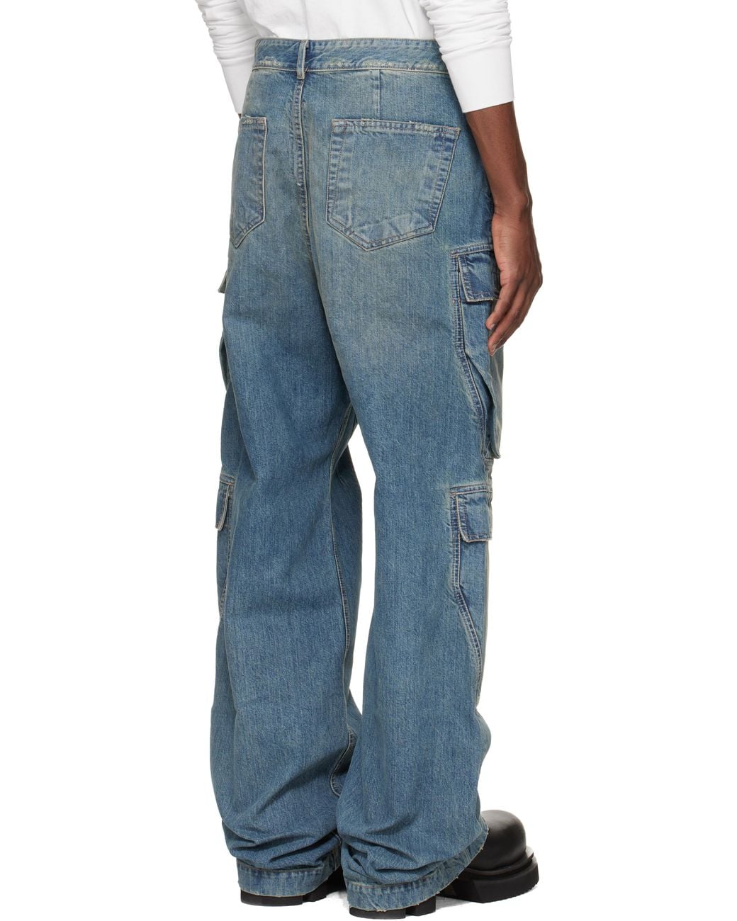 メンズ Rick Owens ブルー Temple Double デニム カーゴパンツ Blue