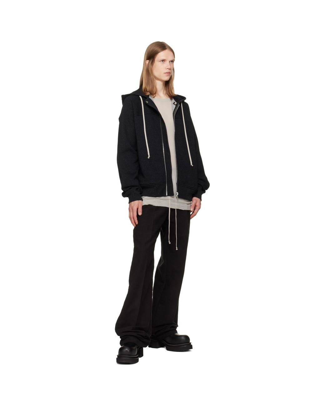 Rick Owens Black Tower Dietrich Drawstring Trousers for men