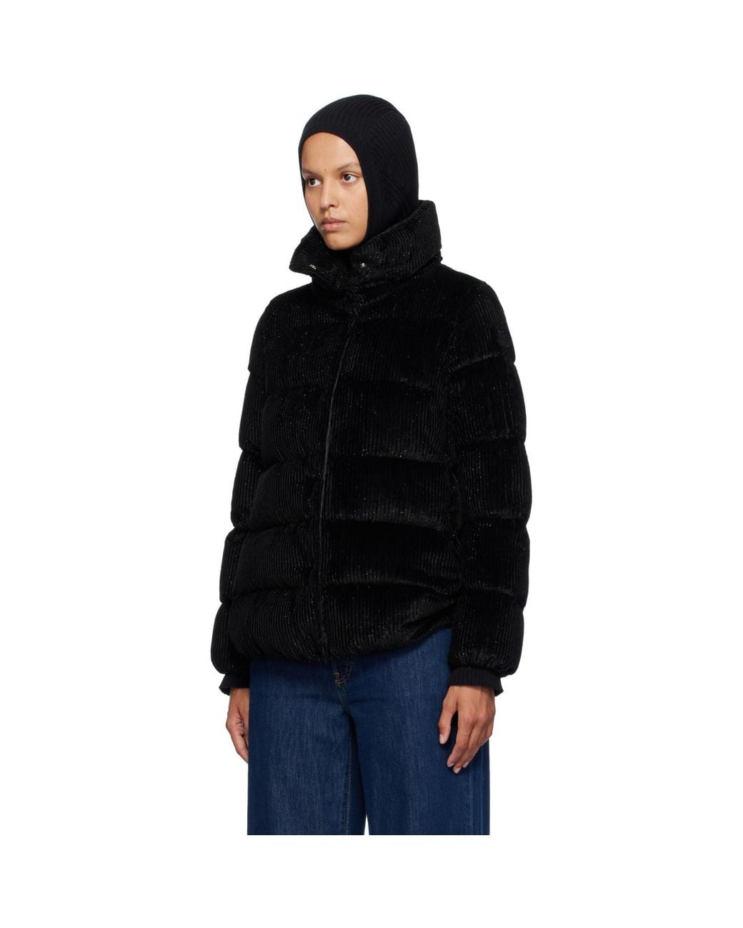 Moncler Black Cochevisse Corduroy Short Down Jacket