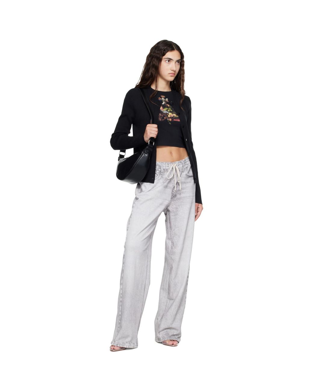 Rag & Bone Gray Rb Miramar Drawstring Wide-Leg Jeans