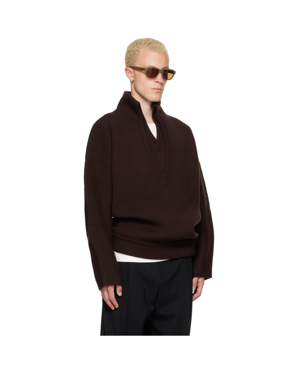 Bottega Veneta Black Chunky Compact Knit Wool Sweater for men
