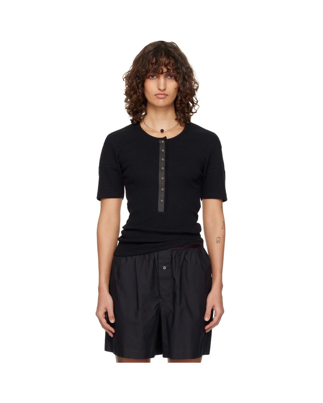 Lemaire Black Fitted Jersey Henley