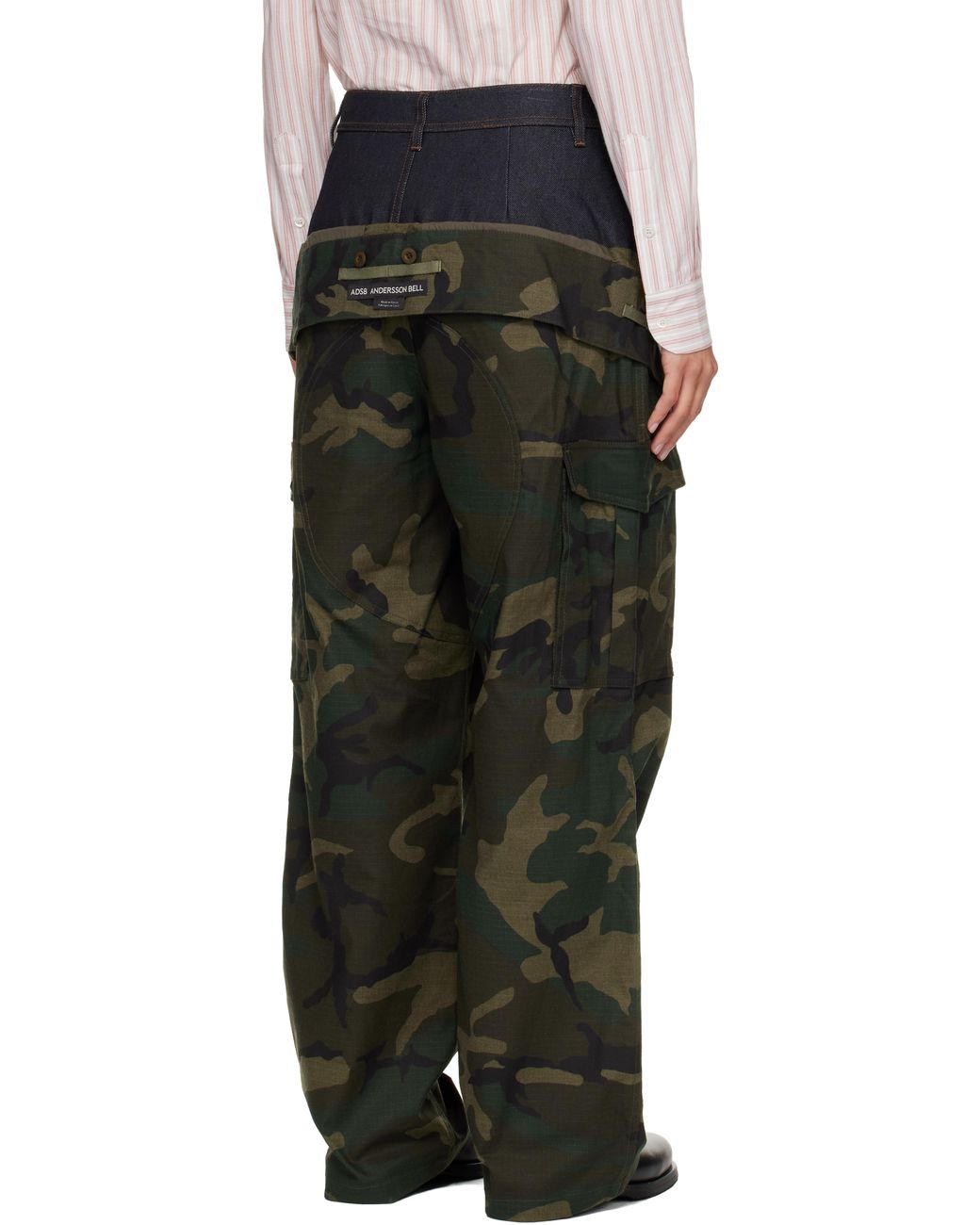 ANDERSSON BELL Khaki Camouflage Double Waist Work Wide-Leg Cargo
