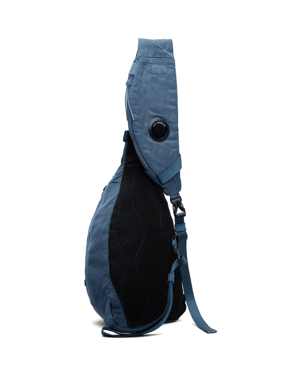 C P Company Blue Nylon B Lens Crossbody Rucksack for men