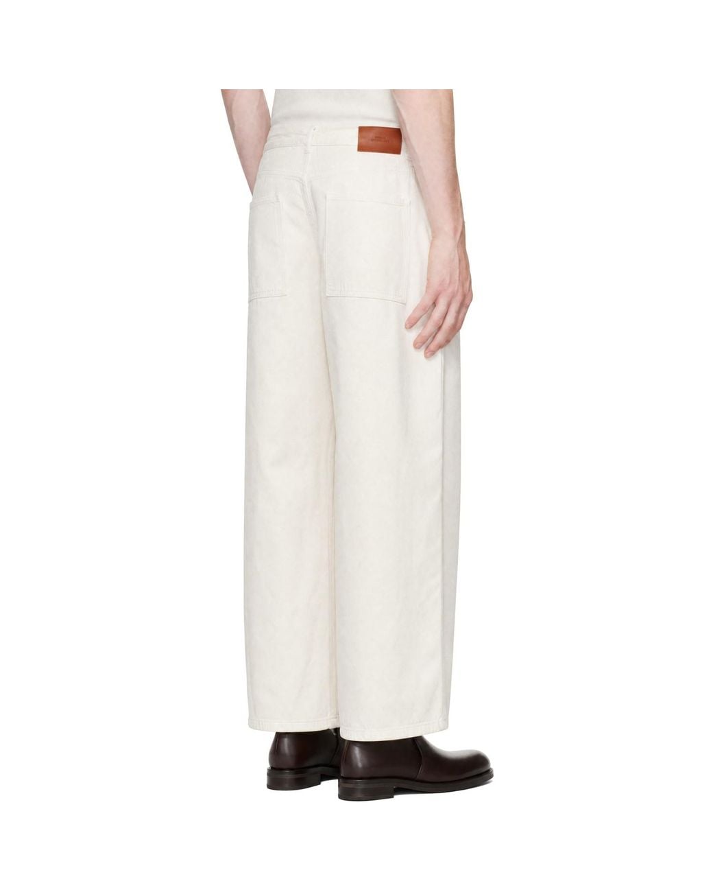 Studio Nicholson White Off- Paolo Wide Leg Jeans for men