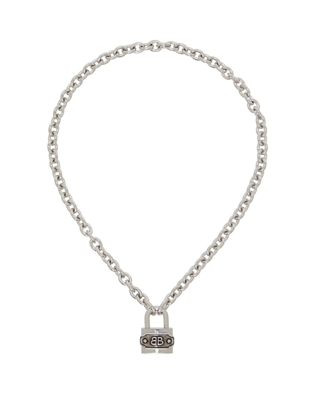 Balenciaga Metallic Bb Padlock Necklace
