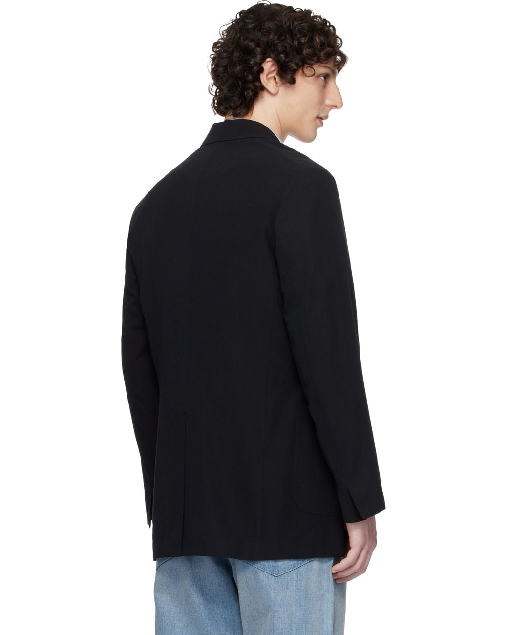 Auralee Black Light Cotton Wool Viyella Blazer for men