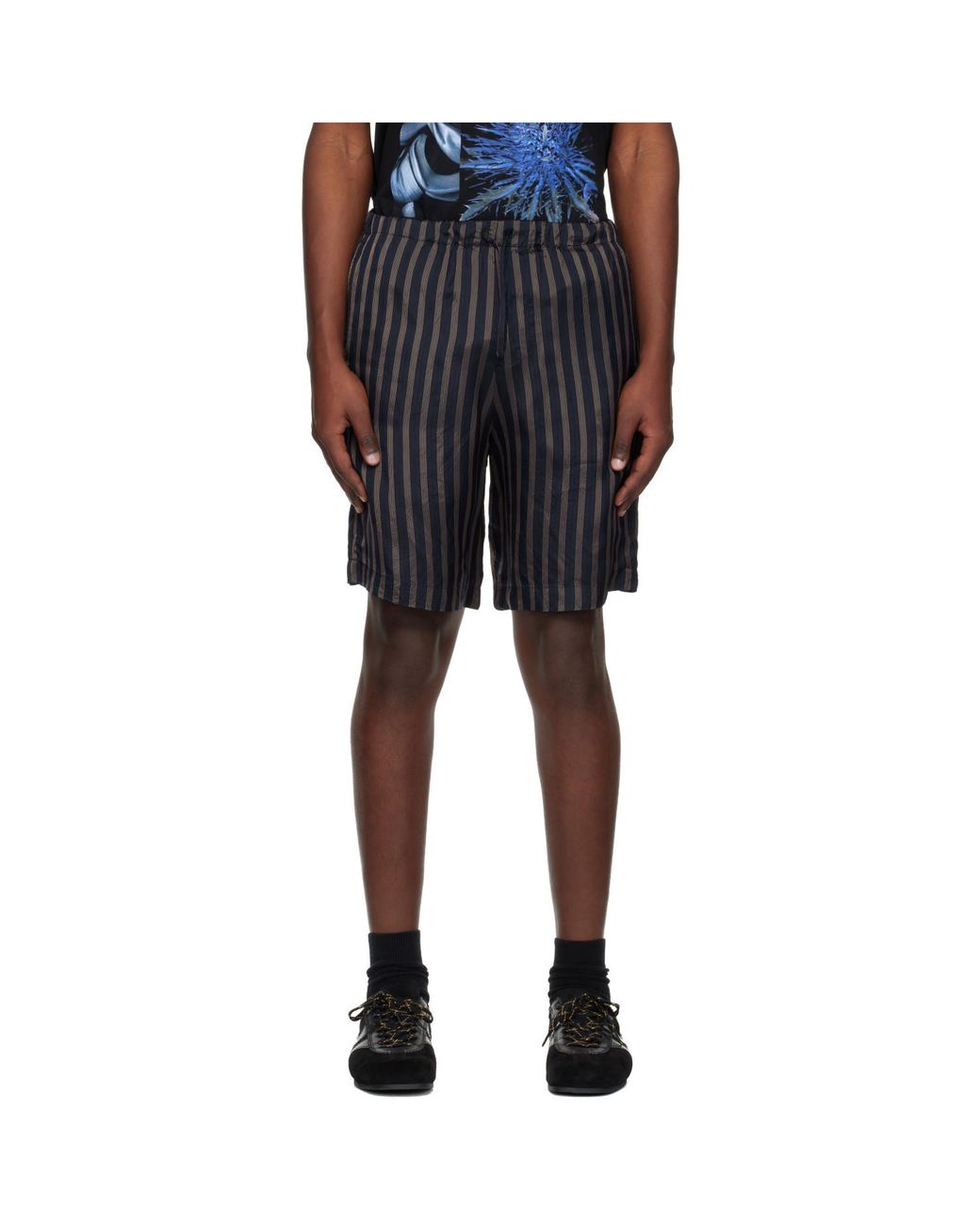 Dries Van Noten Black Cupro Shorts for men