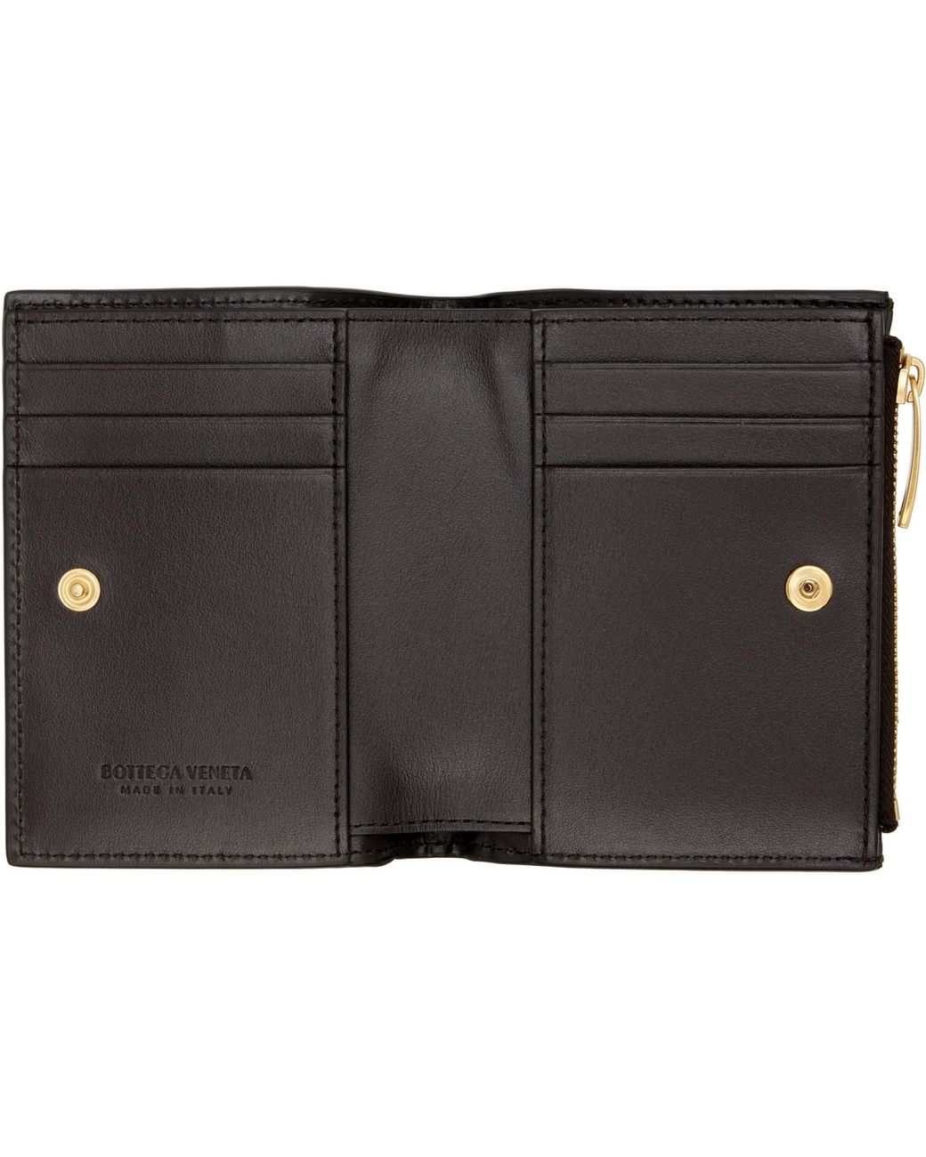 Bottega Veneta Black Intrecciato Small Bi-Fold Wallet