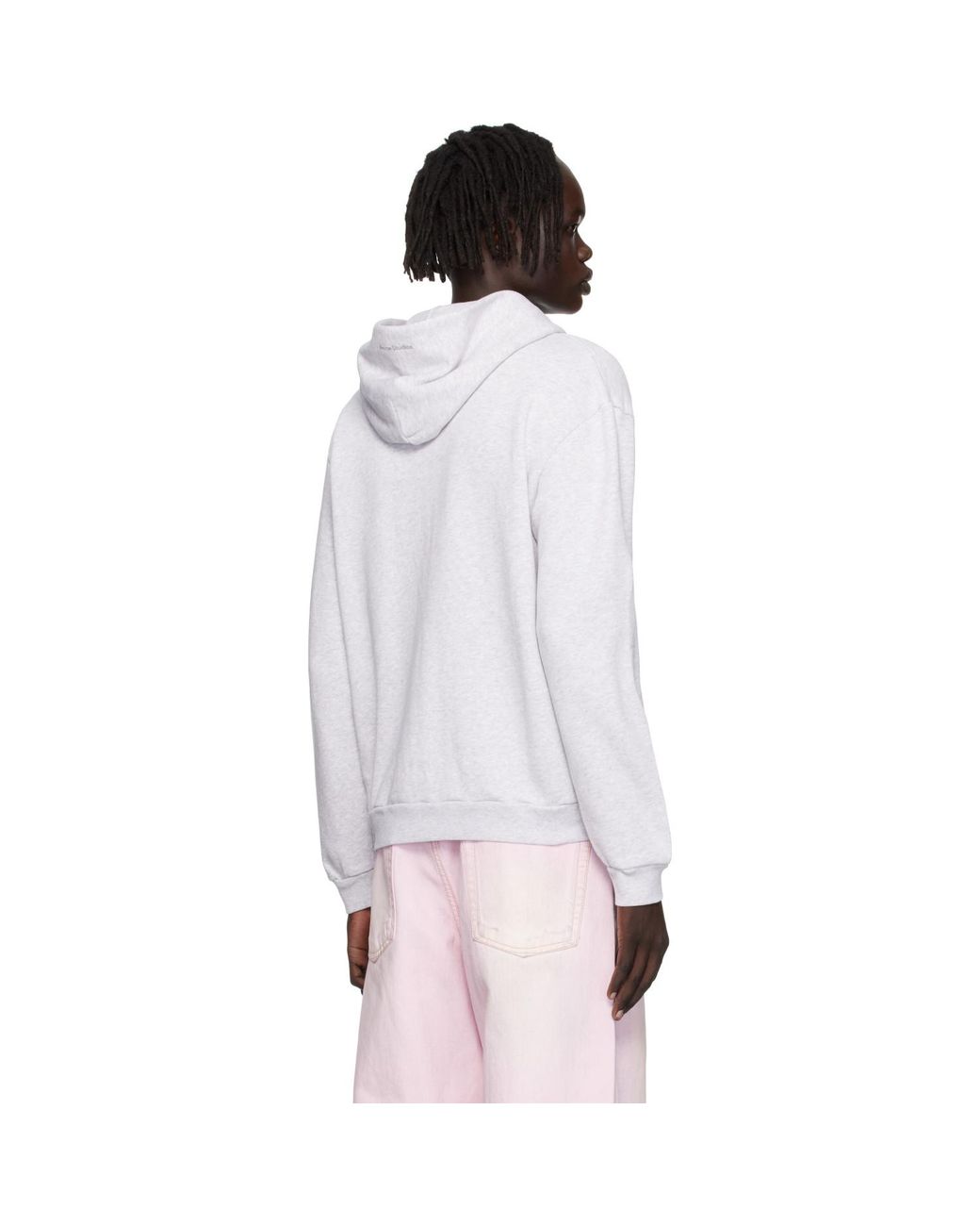Acne White Zipper Hoodie for men