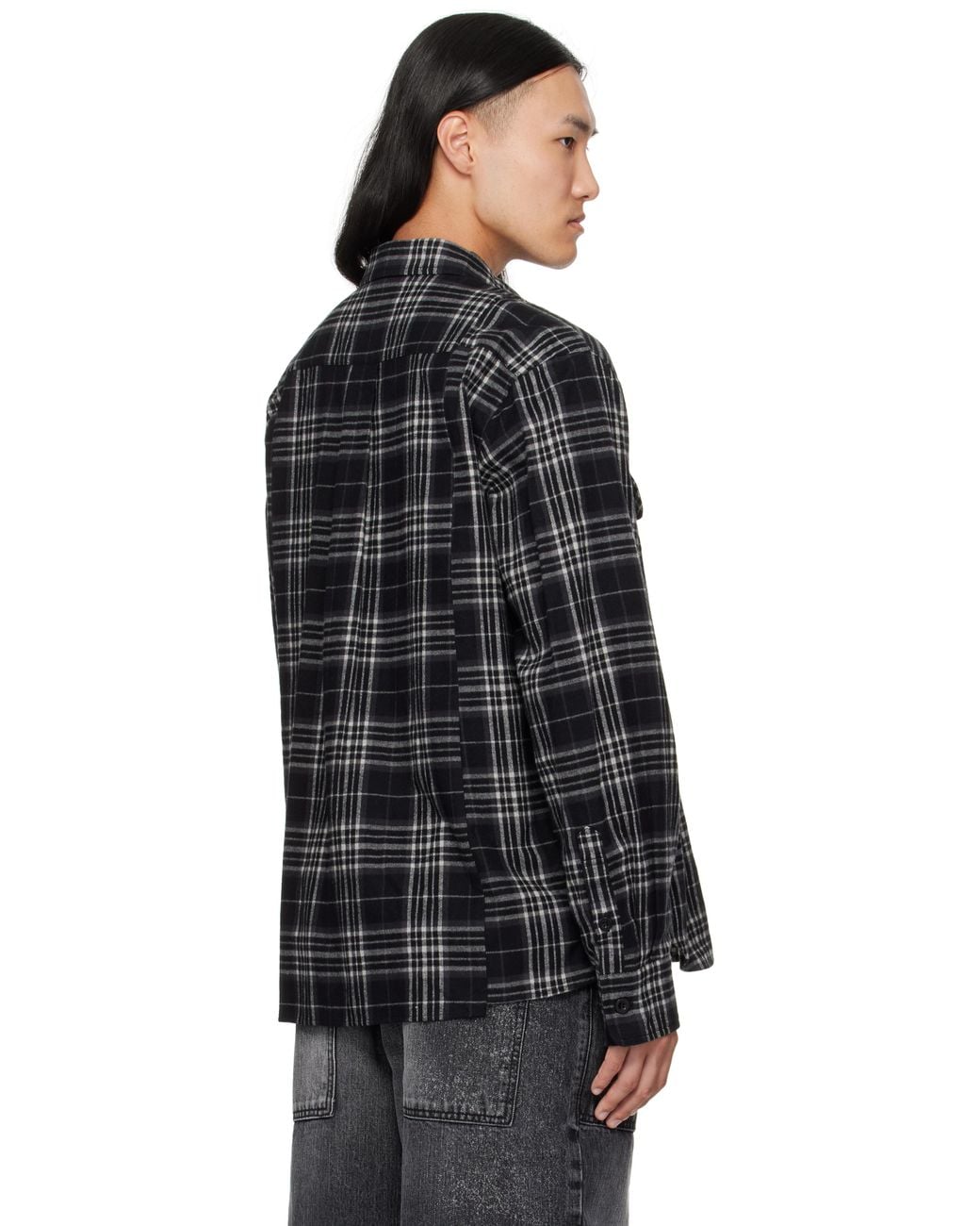 Sacai Plaid Flannel Shirt in Black for Men | Lyst