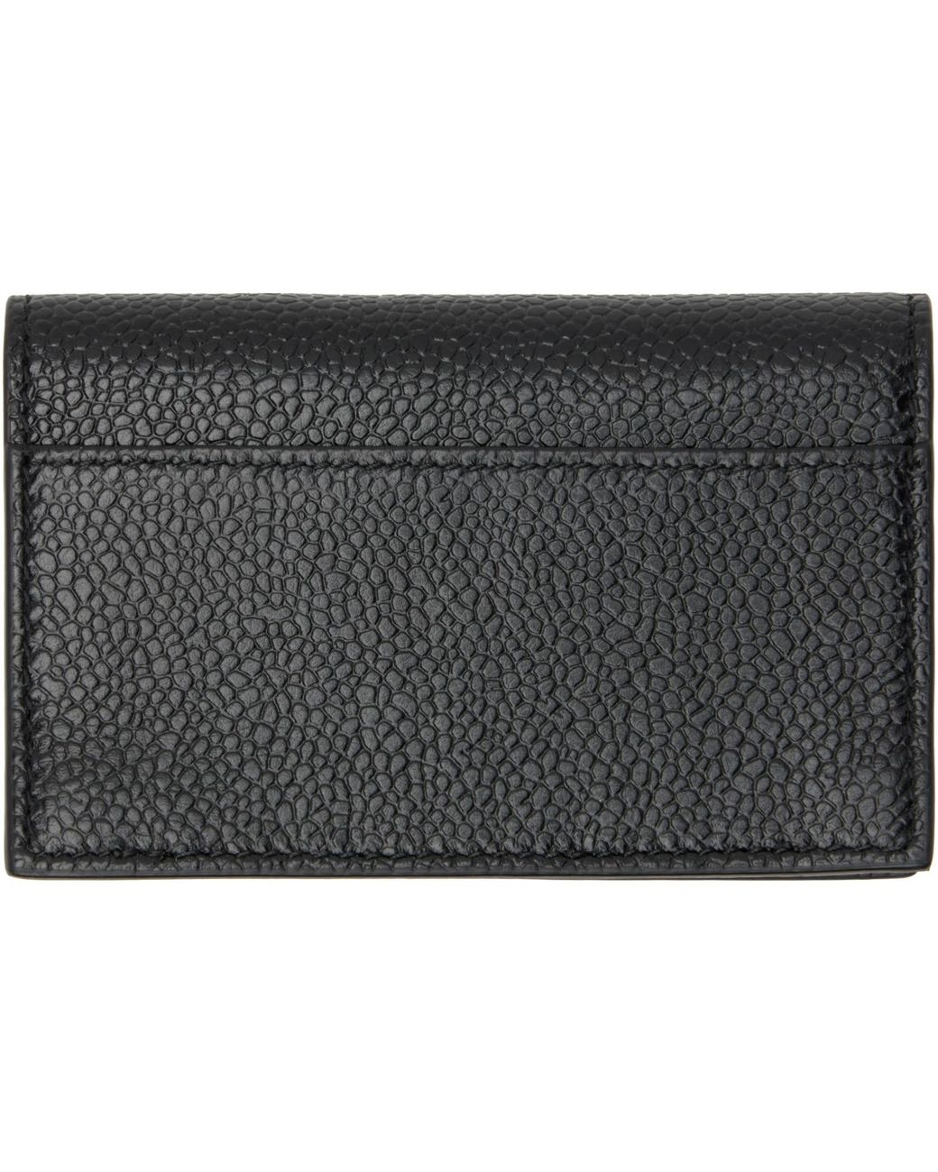 Thom Browne Gray Pebble Grain Business Card Holder for men