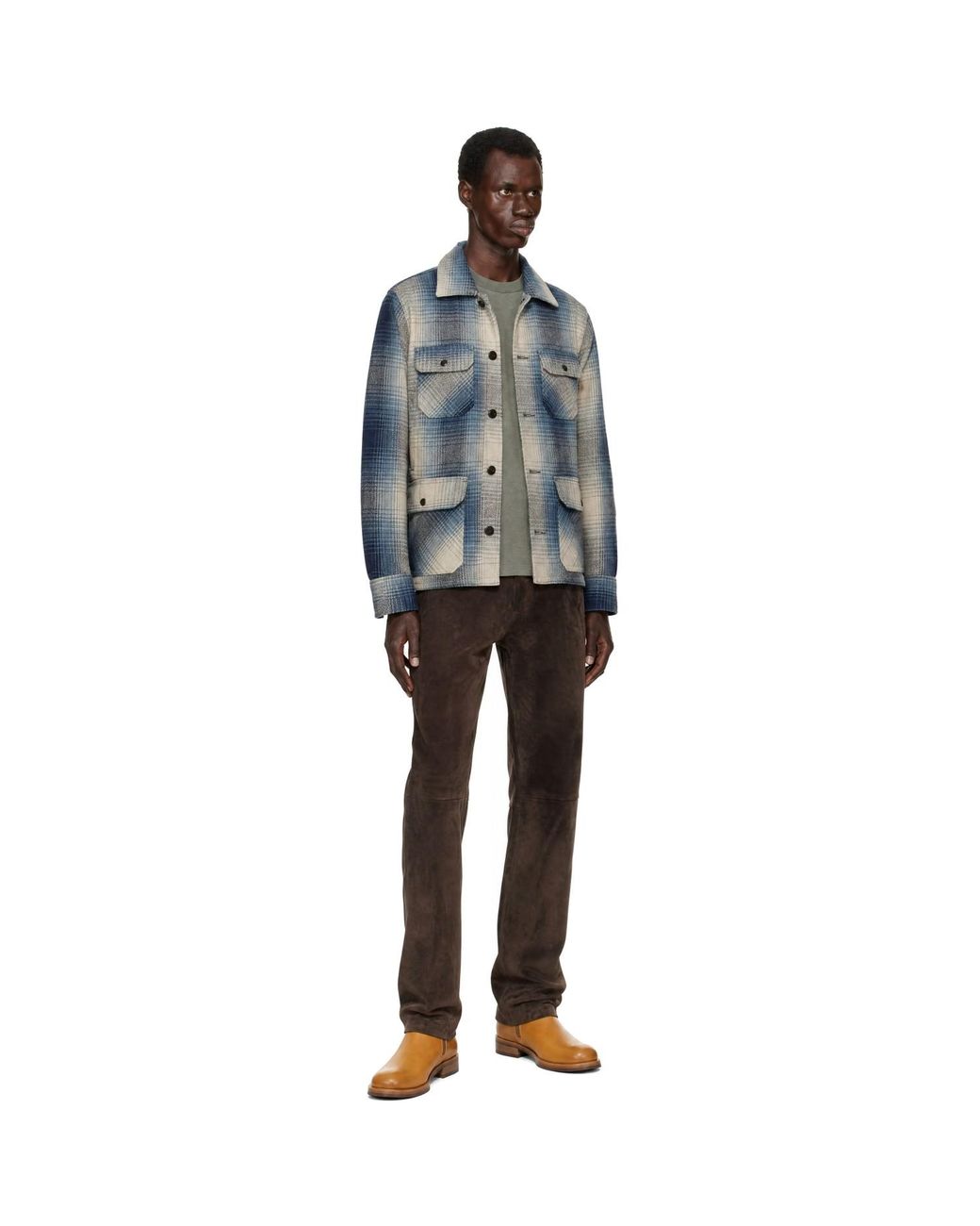 RRL Blue Check Wool Jacket for men