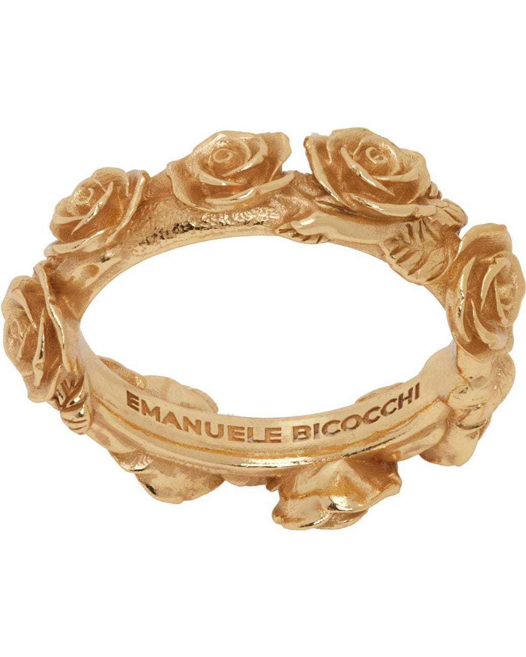 Emanuele Bicocchi Metallic Rose Band Ring for men