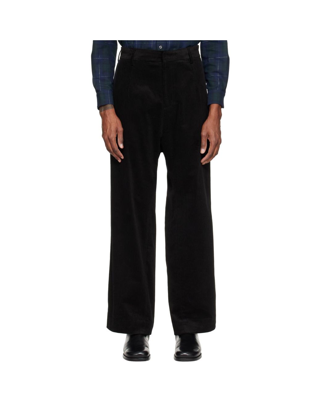 STEFAN COOKE Black Cord Tux Trousers for men