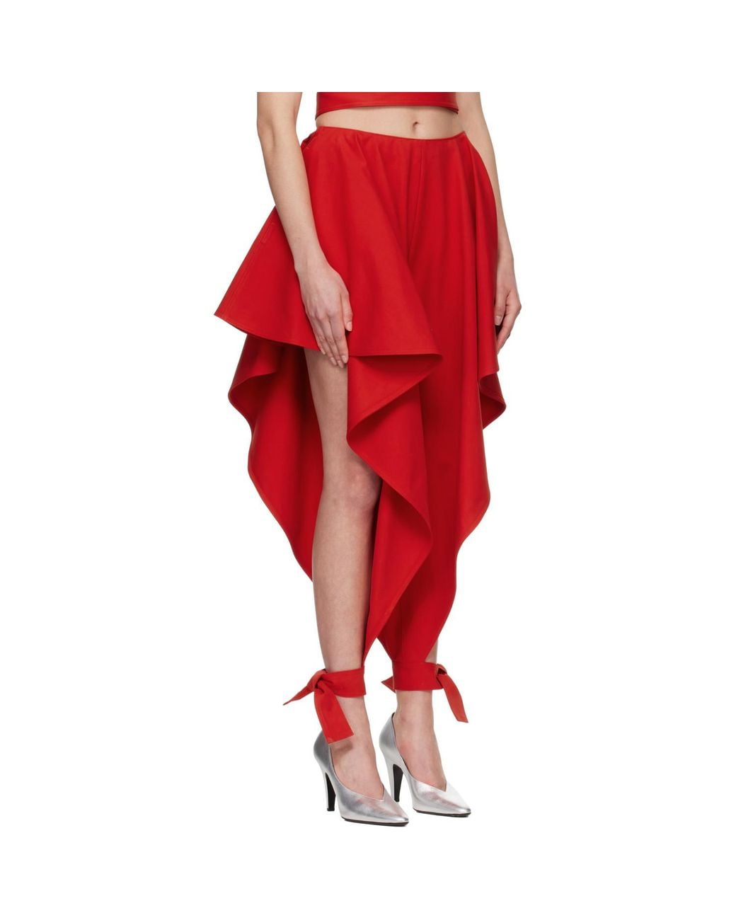 Alaïa Red Panelled Cotton Trousers