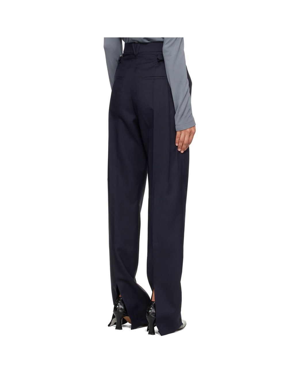 Bottega Veneta Blue Shetland Wool Toile Straight Trousers