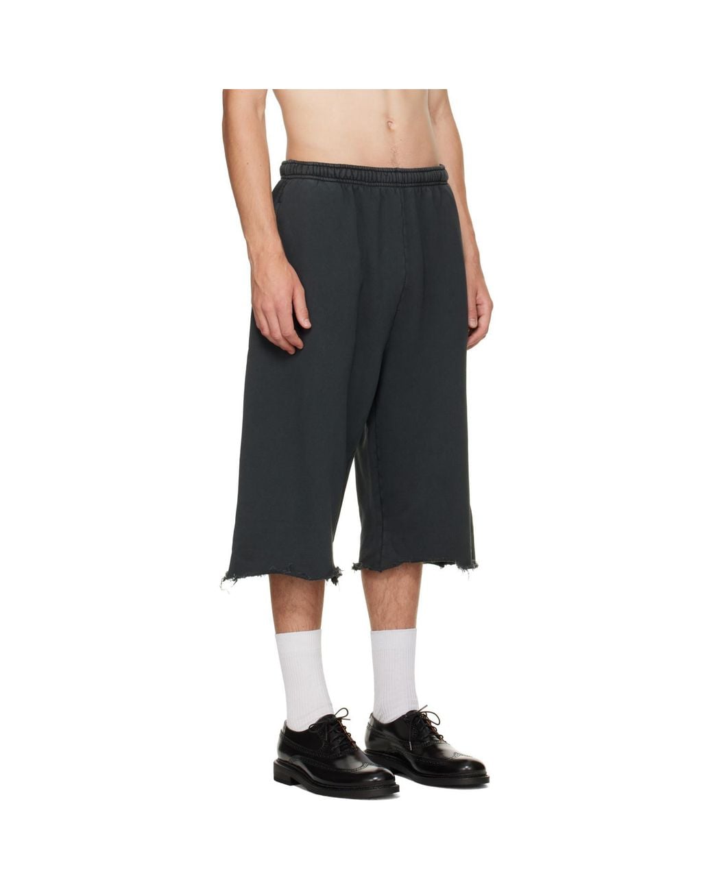 Willy Chavarria Gray 'Chavarria Community Center' Distressed Shorts for men