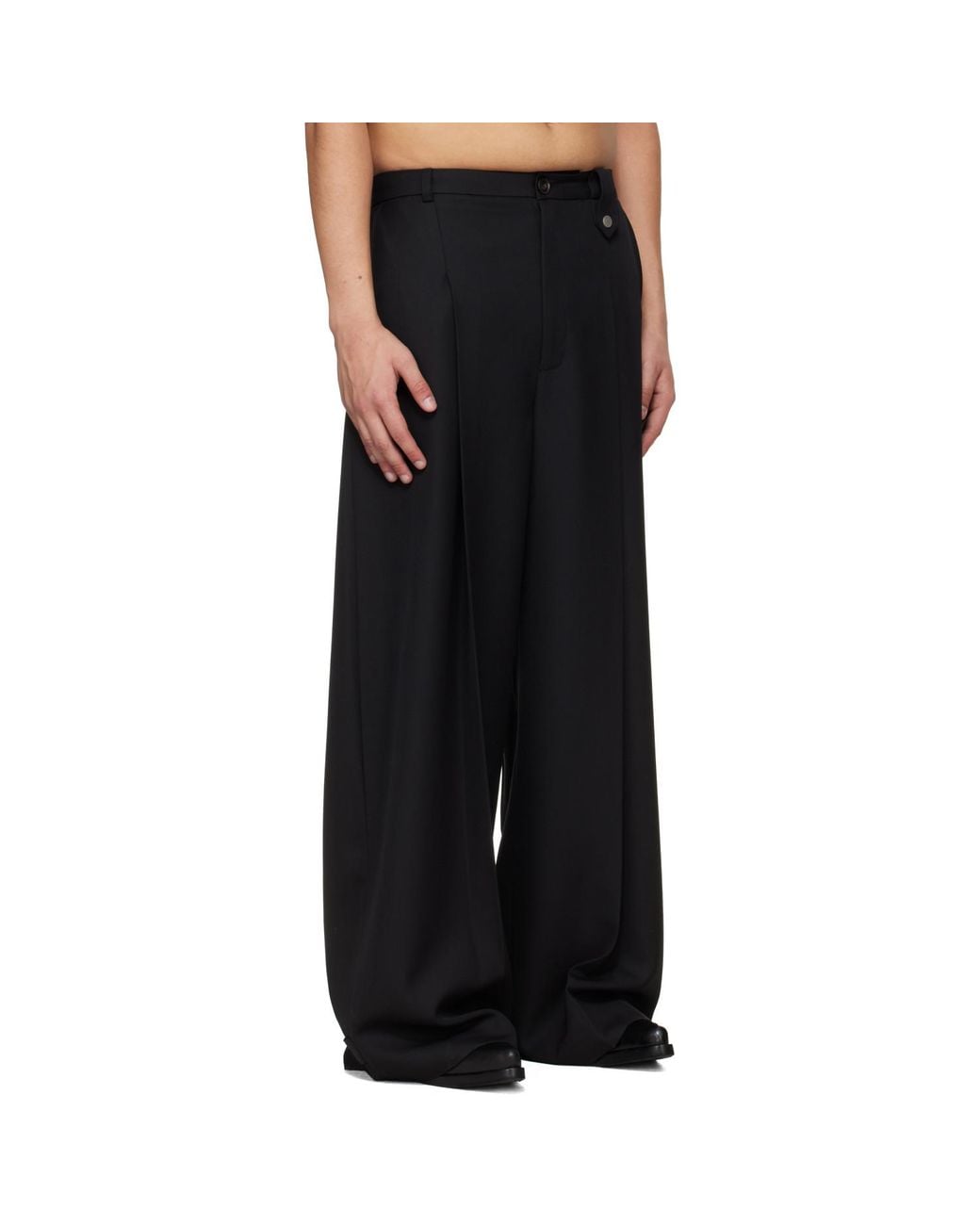 Egonlab Black Fluid Tailored Wide Leg Trousers for men