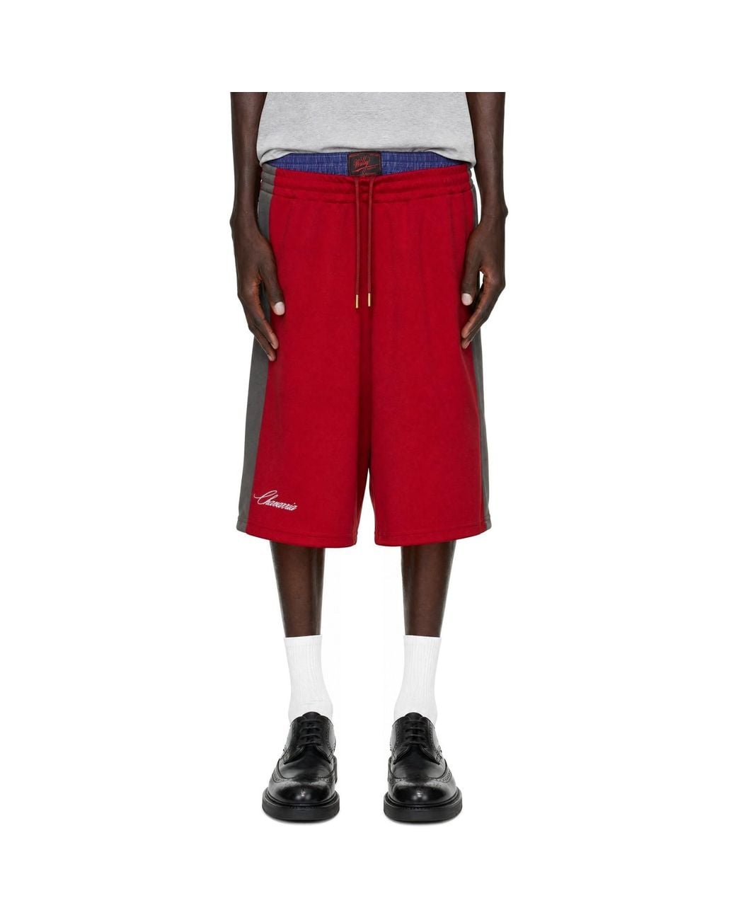 Willy Chavarria Red Os Exposed Bball Shorts for men