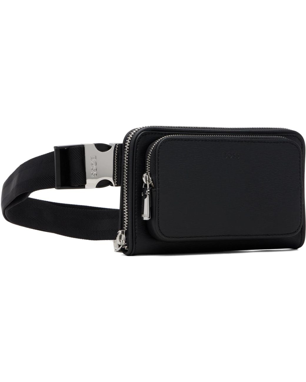 Boss Black Saffiano Leather Messenger Bag for men