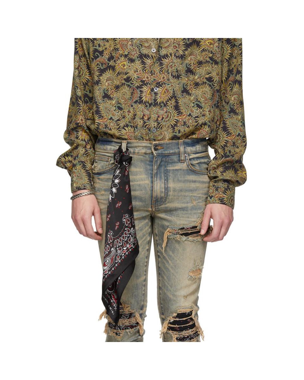 Amiri Denim Indigo Bandana Jeans in 