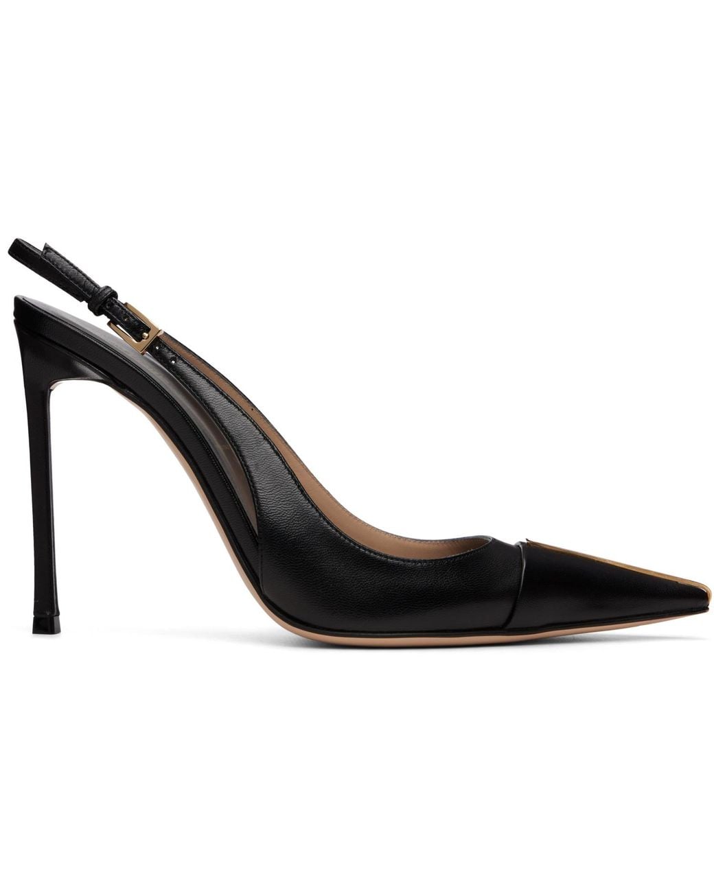 Tom Ford Black Shiny Leather Thea Slingback Heels