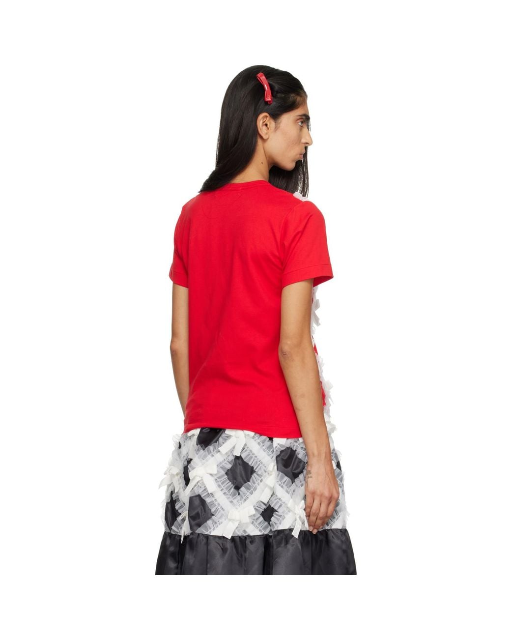Comme des Garçons Red Gather Tape Decoration T-Shirt