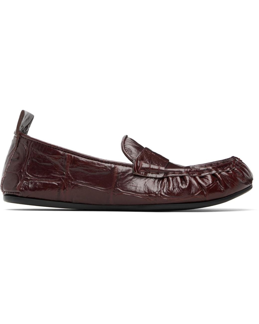 Acne Black Burgundy Leather Saddle Loafers
